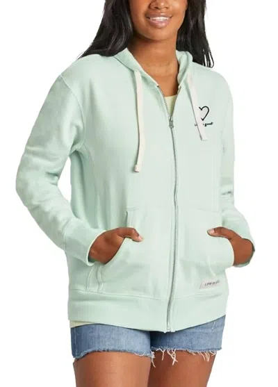 Life Is Good Heart Simply True Zip Hoodie In Sage Green