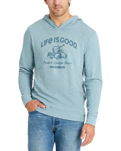 Life Is Good Hooded Slub T-shirt In Blue