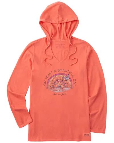 Life Is Good Hooded T-shirt In Red