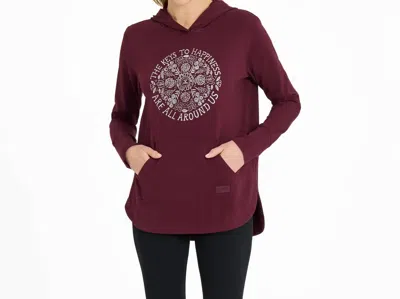 Life Is Good Keys To Happiness Hoodie In Deep Burgundy In Multi
