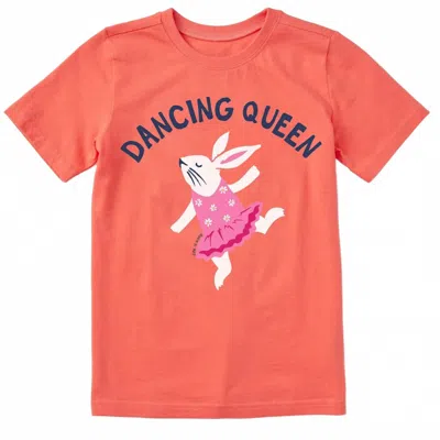 Life Is Good Kids Dancing Queen Bunny Short Sleeve Crusher Tee In Mango Orange