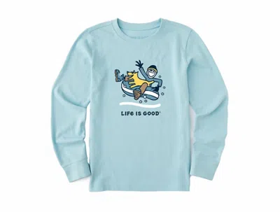 Life Is Good Kids Jake And Rocket Snowtube Long Sleeve Crusher Tee In Beach Blue