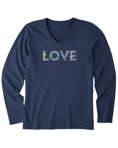 Life Is Good Long Sleeve Crusher Lite T-shirt In Blue