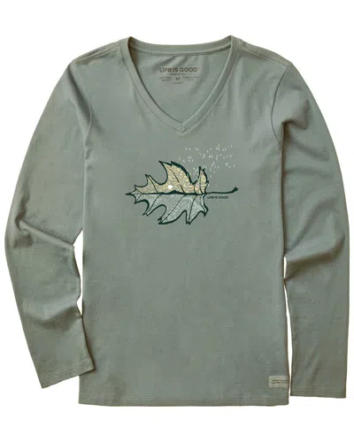Life Is Good ® Long Sleeve Crusher V-neck T-shirt In Green