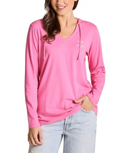 Life Is Good ® Long Sleeve Hooded Crusher Lite Shirt In Wtmpnk-watermelon Pink