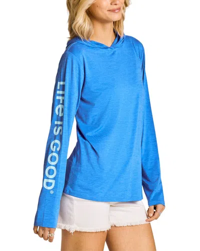 Life Is Good ® Long Sleeve Hooded Sun Crusher Shirt In Blue