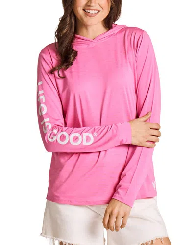 Life Is Good ® Long Sleeve Hooded Sun Crusher Shirt In Pink