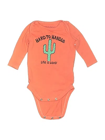 Pre-owned Life Is Good Babies' Long Sleeve Onesie In Orange
