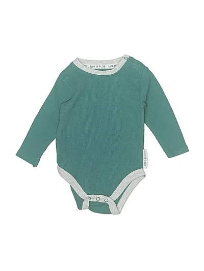 Pre-owned Life Is Good Babies' Long Sleeve Onesie In Teal