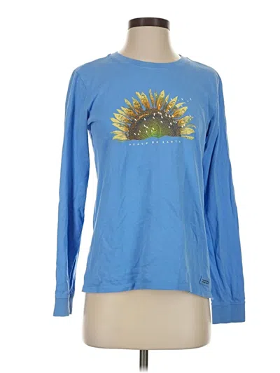 Pre-owned Life Is Good Long Sleeve Top Blue Crew Neck Tops