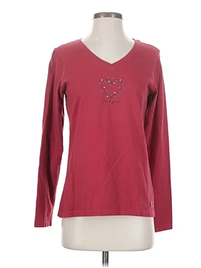 Pre-owned Life Is Good Long Sleeve T-shirt In Burgundy