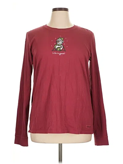 Pre-owned Life Is Good Long Sleeve T-shirt In Burgundy