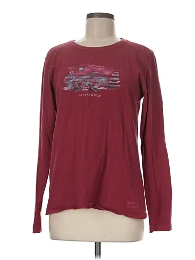 Pre-owned Life Is Good Long Sleeve T-shirt In Burgundy