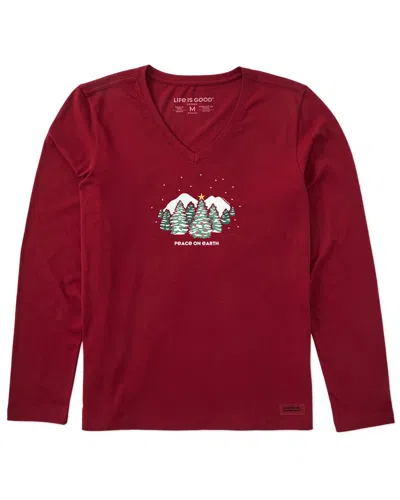 Life Is Good ® Long Sleeve V-neck T-shirt In Red