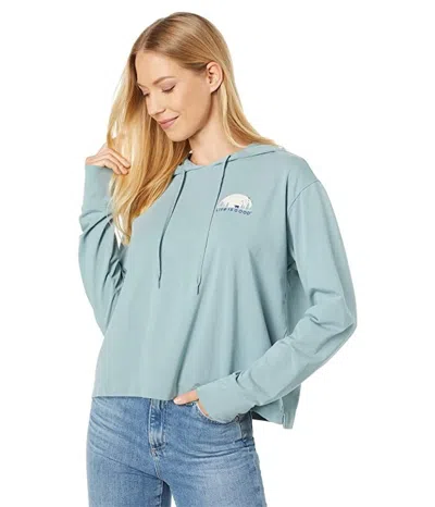 Life Is Good Optimistic By Nature Hoodie Womens Smokey Blue Long Sleeve Gbo60 In Green