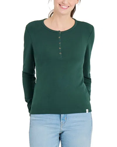 Life Is Good Ribbed Henley In Green