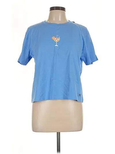 Pre-owned Life Is Good Short Sleeve Top Blue Crew Neck Tops