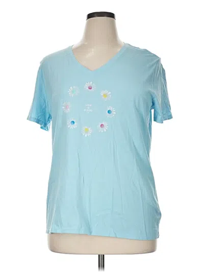 Pre-owned Life Is Good Short Sleeve Top Blue V-neck Tops