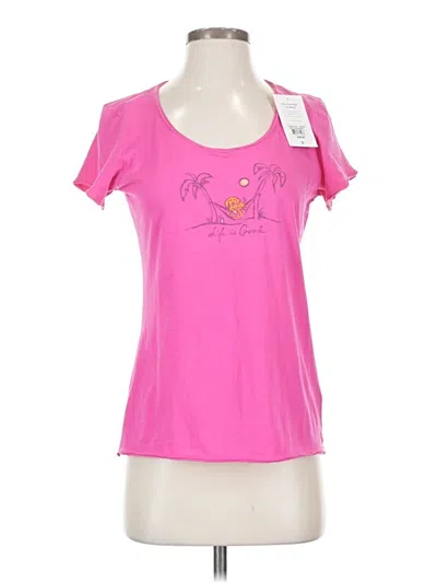 Life Is Good Short Sleeve Top Pink Sweetheart Neckline Tops