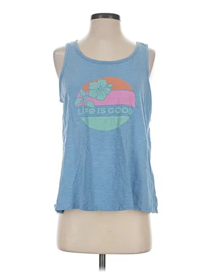 Pre-owned Life Is Good Tank Top Blue Halter Neckline Tops
