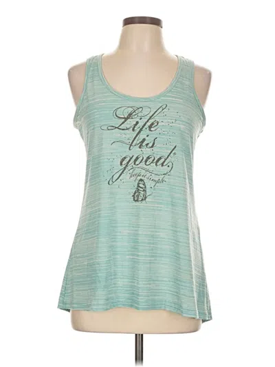 Pre-owned Life Is Good Tank Top Teal Strapless Neckline Tops
