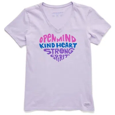 Life Is Good Women's Crusher-lite Open Mind Heart Tee In Lilac Purple