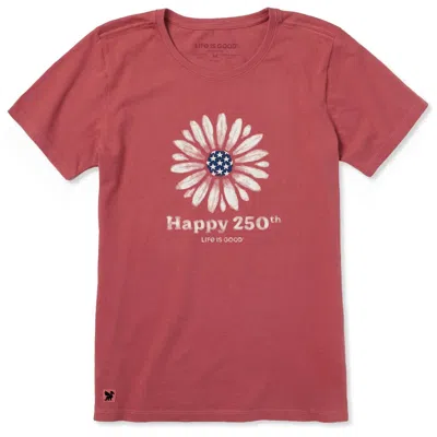 Life Is Good Women's Happy 250th Flower Short Sleeve Tee In Red