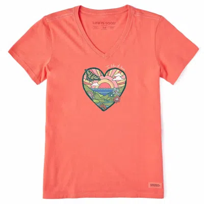 Life Is Good Women's I Like It Here Short Sleeve Tee In Orange