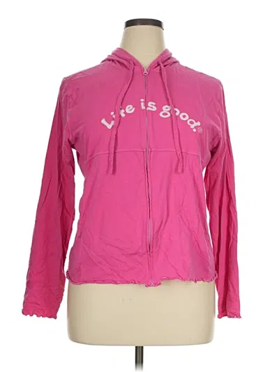 Pre-owned Life Is Good Zip Up Hoodie In Pink