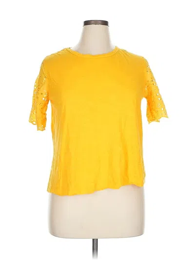 Pre-owned Life Style Short Sleeve Top Yellow Crew Neck Tops