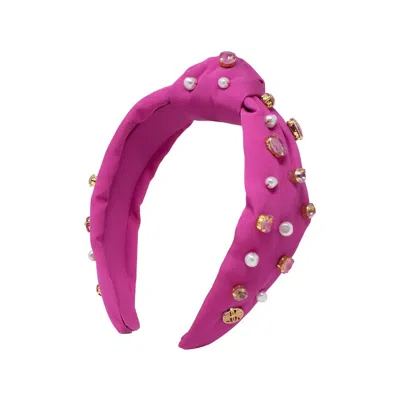 Lifeguard Press Women's Embellished Knotted Headband In Electric Fuchsia In Pink