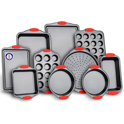 Lifemaster Bakken- Swiss 10 Piece Non-stick Steel Bakeware Set In Black