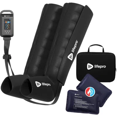 Lifepro Axis Pro Full Air Leg Compression Massager With Heat For Calf, Thigh & Foot Recovery 8-chamb In Black