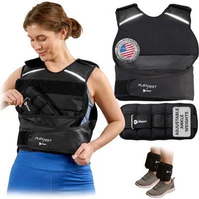 Lifepro Flexvest Adjustable Weighted Vest For Women & Men 15 Or 20 Lb Workout Vest For Running, Card In Black