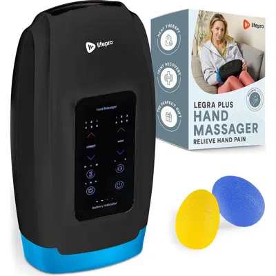 Lifepro Legra Plus Hand Massager With Heat And Compression Finger, Wrist, And Palm Massager With 5 A In Black