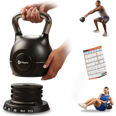 Lifepro Powerstone 7in1 Adjustable Kettlebell Set  3.5 To 22.5lb And 5 To 44.5lb In Black