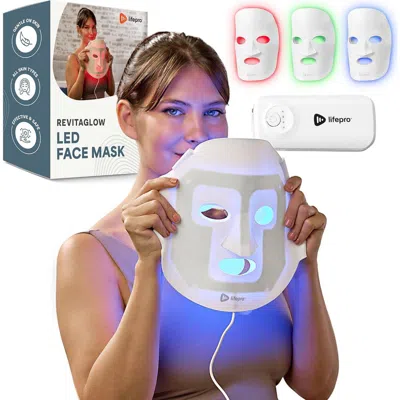 Lifepro Silicone Led Face Mask Redlight Therapy With Rbg Light Portable Led Mask In White