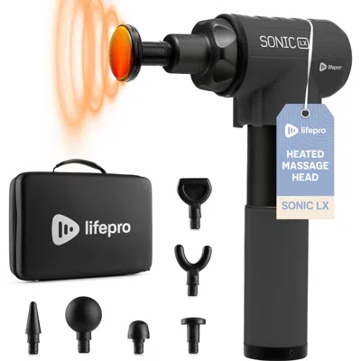Lifepro Sonic Lx Heated Deep Tissue Massage Gun Portable Handheld Percussion Massager In Black