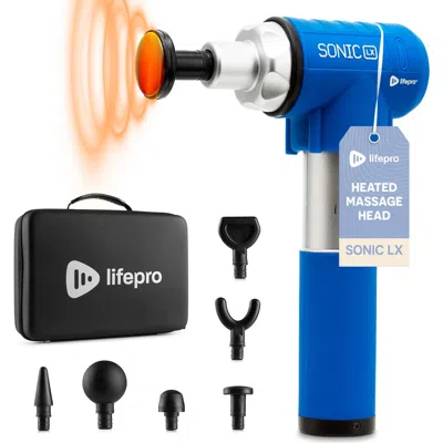 Lifepro Sonic Lx Heated Deep Tissue Massage Gun Portable Handheld Percussion Massager In Blue