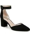 Lifestride Admire Womens Buckle Faux Suede Ankle Strap In Black Fabric
