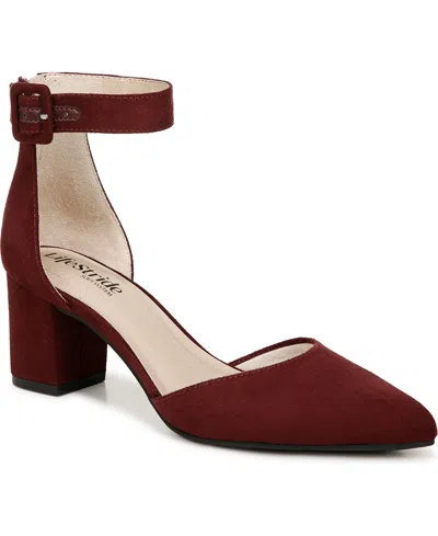 Lifestride Admire Ankle Strap Dress Pumps In California Wine Fabric