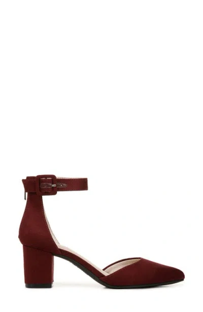 Lifestride Admire Ankle Strap Pointed Toe Pump In Wine