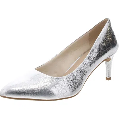 Lifestride Alexis Womens Padded Insole Faux Leather Pumps In Silver