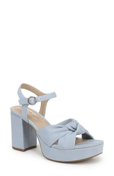 Lifestride August Ankle Strap Platform Sandal In Blue Faux Leather