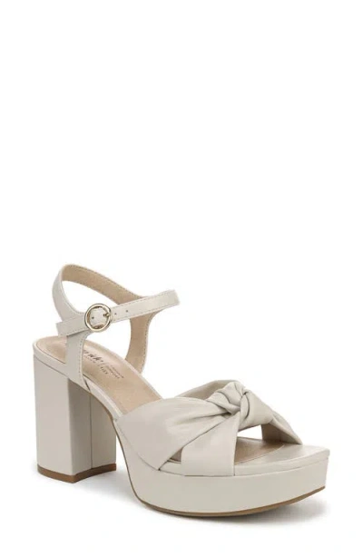 Lifestride August Ankle Strap Platform Sandal In Bone Faux Leather