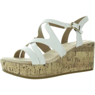 Lifestride Bailey Womens Faux Leather Platform Sandals In White