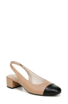 Lifestride Becoming Cap Toe Slingback Pump In Tan/ Black