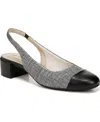 Lifestride Becoming Cap Toe Slingback Pump In Black Multi Fabric,faux Leather
