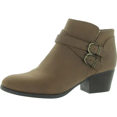 Lifestride Blaire Womens Double Buckle Round Toe Shooties In Brown