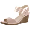 Lifestride Blaze Womens Faux Leather Dressy Wedge Sandals In Pink